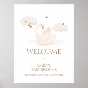 Affiche Douce Princesse Cygne Lune Étoile Bienvenue à la B