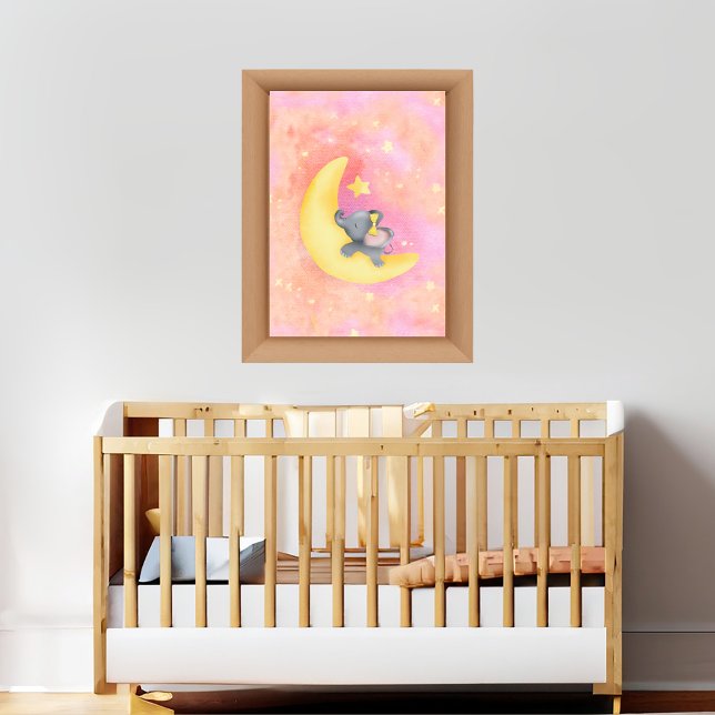 Affiche Douce Rêveuse Fille Baby Éléphant 1 (Créateur téléchargé)