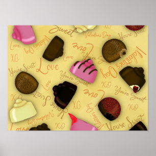 Affiche Douce Saint-Valentin - Motif de bonbons de la Sain