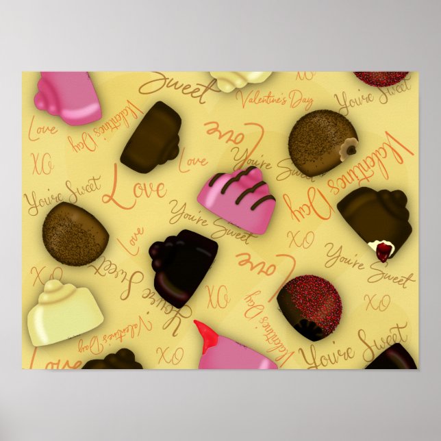 Affiche Douce Saint-Valentin - Motif de bonbons de la Sain (Devant)