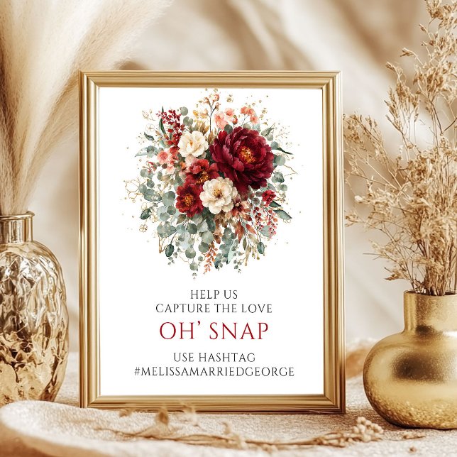 Affiche Douce Table Basse Rouge Profond Bohème Eucalyptus  (Soft Deep Red Boho Eucalyptus Oh Snap Tabletop

)