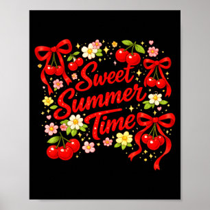 Affiche Douce tenue d'été cerise rétro noeud papillon