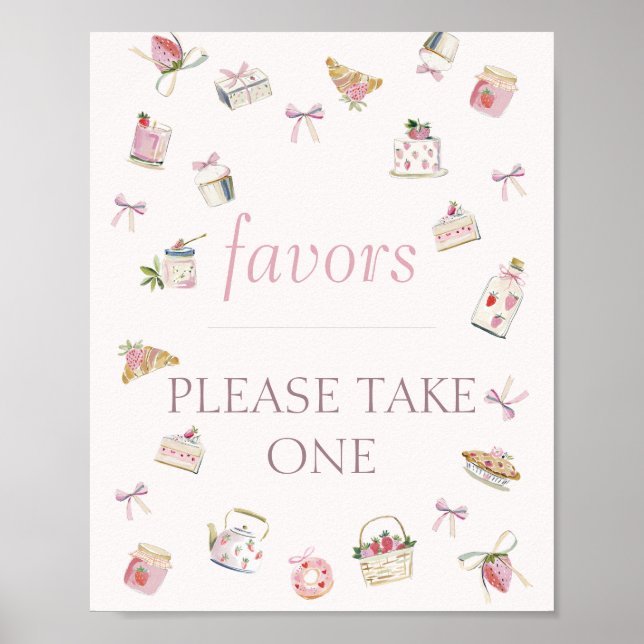 Affiche Douces friandises à la fraise pour Baby Shower  (Devant)