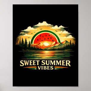 Affiche Douces vibrations d'été pastèque coucher de soleil