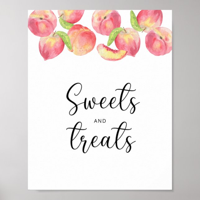 Affiche Douceurs et friandises bébé shower pêche (Devant)