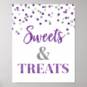 Affiche Douceurs et friandises d'argent pourpre Table de d