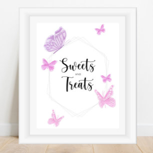 Affiche Douceurs et friandises papillon shower de bébé
