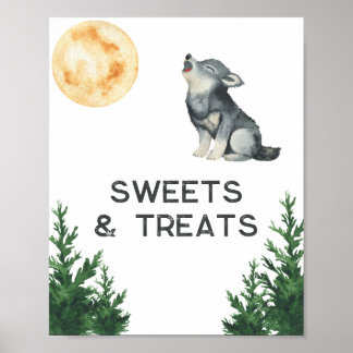 Affiche Douceurs et friandises pour baby shower Loup