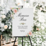 Affiche Douche à nuptiale fleurie rose mImosa signe barre<br><div class="desc">Un design floral avec de belles fleurs d'aquarelle rose vif. Le texte et les couleurs de cette affiche peuvent être modifiés.</div>