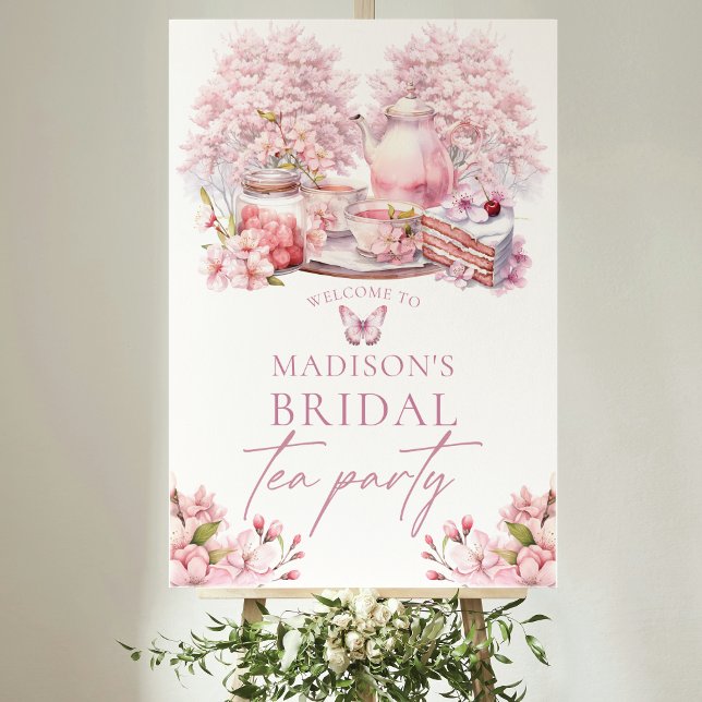 Affiche Douche à thé nuptiale cerise en fleurs (Créateur téléchargé)