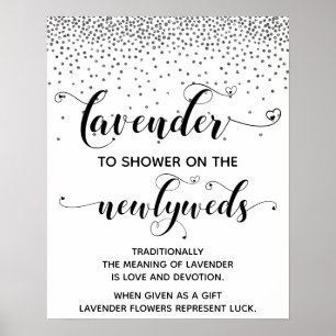 Affiche Douche Coeur Confetti Argent avec Lavande