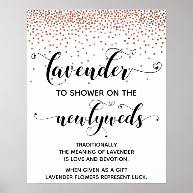 Affiche Douche Coeur Confetti Cuivre avec Lavande Signal (Devant)