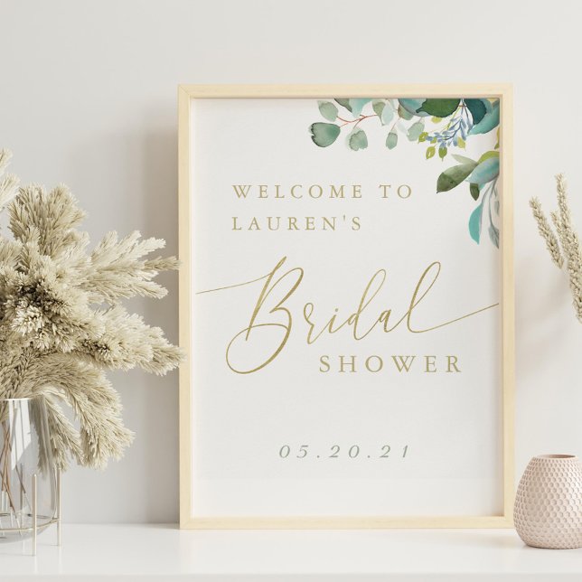 Affiche Douche de Mariage au Eucalyptus à l'Aquarelle (Créateur téléchargé)