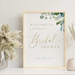 Affiche Douche de Mariée à l'Aquarelle Eucalyptus Verdure