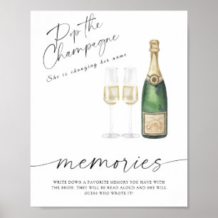 Affiche Douche de mariée au champagne - souvenirs avec la 