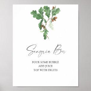 Affiche Douche de mariée feuille Acorn - bar sangria