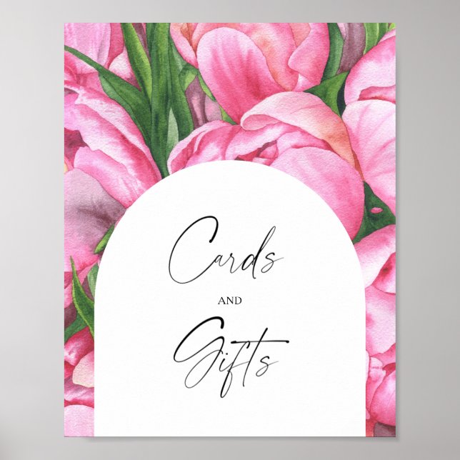 Affiche Douche de mariée - Fleurs - Cartes et Cadeaux (Devant)