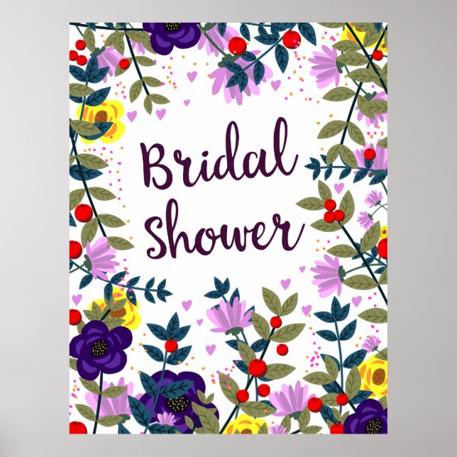 Affiche Douche de mariée Fleurs vintage (Devant)