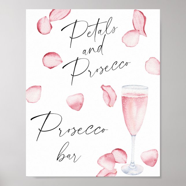 Affiche Douche de mariée rose de Prosecco - barre de pours (Devant)
