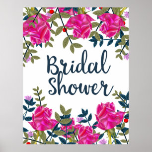Affiche Douche de Mariée Roses Vintage