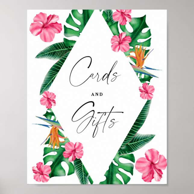 Affiche Douche de mariée - tropical - Cartes et Cadeaux (Devant)