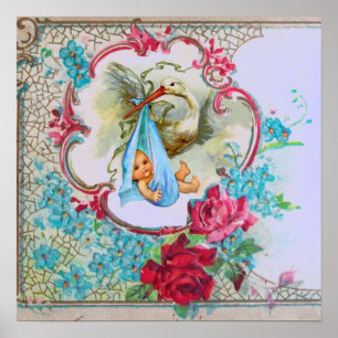 AFFICHE DOUCHE GARÇON STORK BÉBÉ