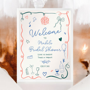 Affiche Douche maxi dessinée à la main