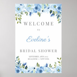 Affiche Douche nuptiale à fleurs bleues Dusty