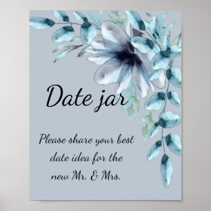 Affiche Douche nuptiale bleu gris foncé