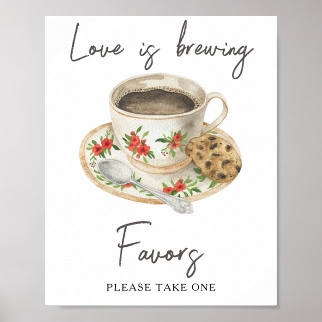 Affiche Douche nuptiale café Favoriser s'il vous plaît pre (Devant)