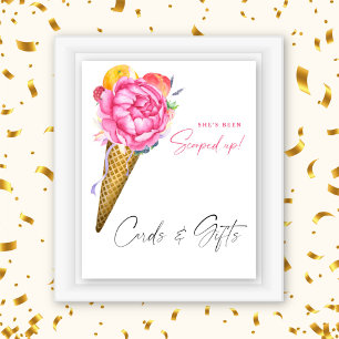 Affiche Douche nuptiale - Crème glacée - Cartes et cadeaux
