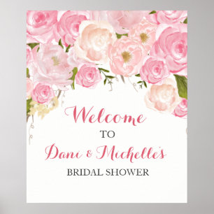 Affiche douche nuptiale de fleurs roses SIGNE