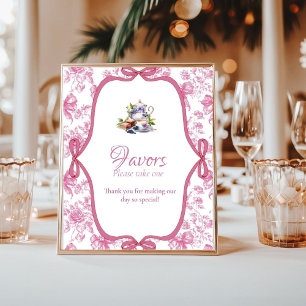 Affiche Douche nuptiale Fleur sauvage rose Thé Faveurs Sig