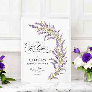 Affiche Douche nuptiale fleurie lavande bienvenue
