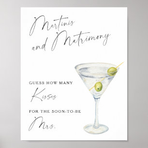 Affiche Douche nuptiale Martini sèche Combien de baisers