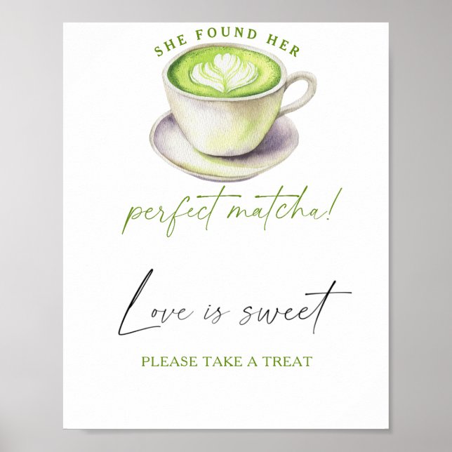 Affiche Douche nuptiale Matcha L'amour est doux prendre un (Devant)