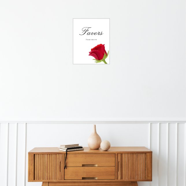 Affiche Douche nuptiale rose rouge Faveurs (Créateur téléchargé)