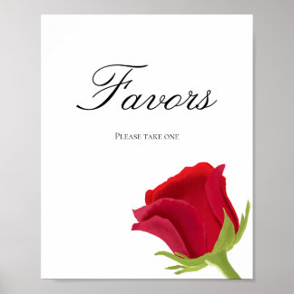 Affiche Douche nuptiale rose rouge Faveurs