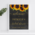 Affiche Douche nuptiale rustique moderne signe d'accueil o<br><div class="desc">Elégante douche nuptiale élégant panneau d'accueil modèle sur tableau noir gris avec un beau bouquet de tournesols et un script de calligraphie moderne tendance. Facile à personnaliser avec vos détails. Vous pouvez choisir de le customiser en changeant encore les polices et les couleurs du lettrage. Il convient pour les élégantes...</div>