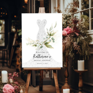 Affiche Douche nuptiale verte bienvenue