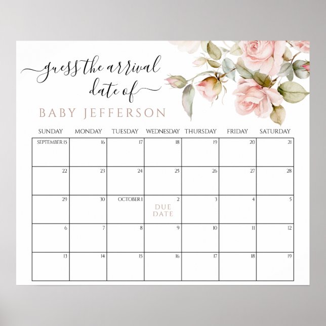 Affiche Douche rose Douche Devis Date d'échéance Calendrie (Devant)