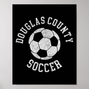 Affiche Douglas County Soccer Rétro Distressed 90's Vintag