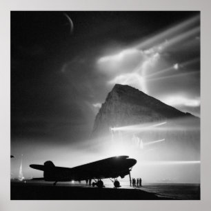 Affiche Douglas DC-3 of BOAC at Gibraltar (c1940)