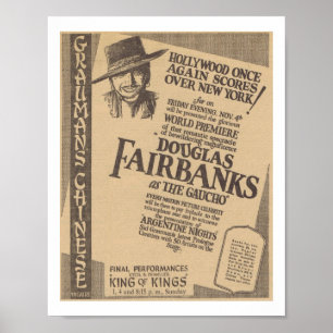 Affiche Douglas Fairbanks la première mondiale 1927 de
