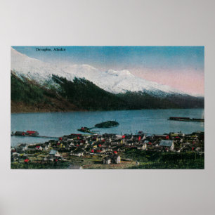 Affiche Douglas, ville ViewDouglas, AK de l'Alaska