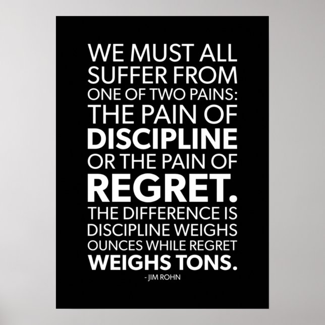 Affiche Douleur De Discipline vs Regret - Motivation Du Su (Devant)