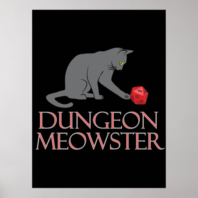 Affiche Doungeon Meowster Drôle RPG Chat avec dés (Devant)