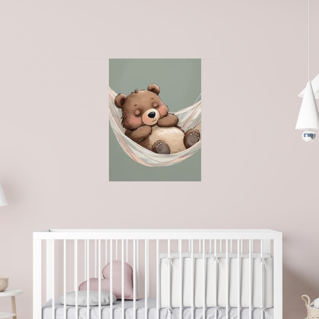 Affiche d'ours dormant – Art mural de nurserie con (Pépinière 2)