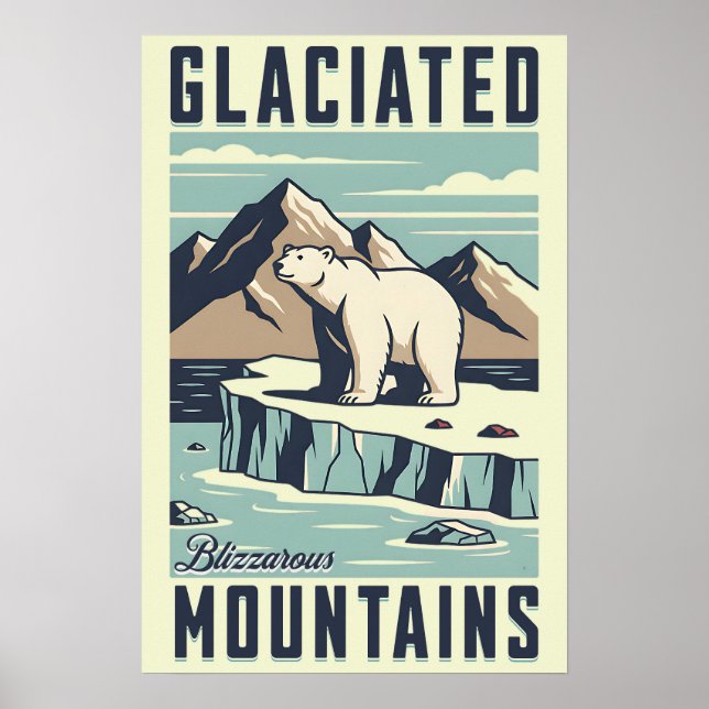 Affiche d'ours polaire sur iceberg (Devant)