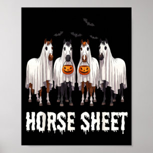 Affiche Doux cheval drapé en fantôme costume d'Halloween e